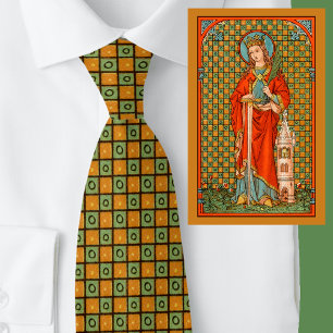 St Barbara's Squares (JP01) Neck Tie (Green Back)