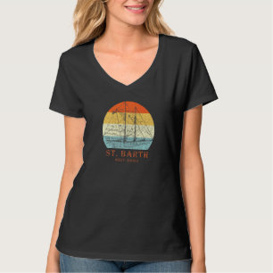 St Barth West Indies Vintage Blueprint Sailboat Va T-Shirt