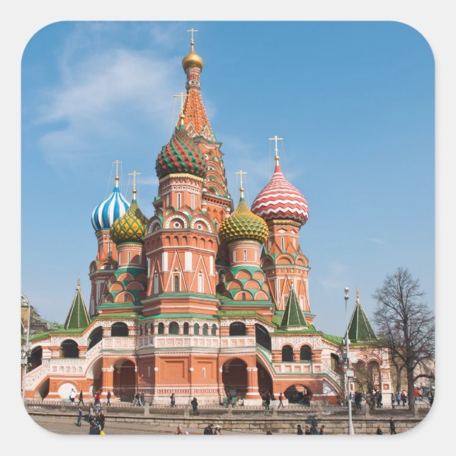 St. Basil cathedral in Moscow Square Sticker (Front)