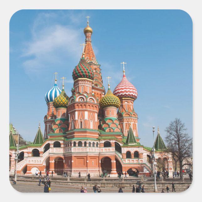 St. Basil cathedral in Moscow Square Sticker (Front)