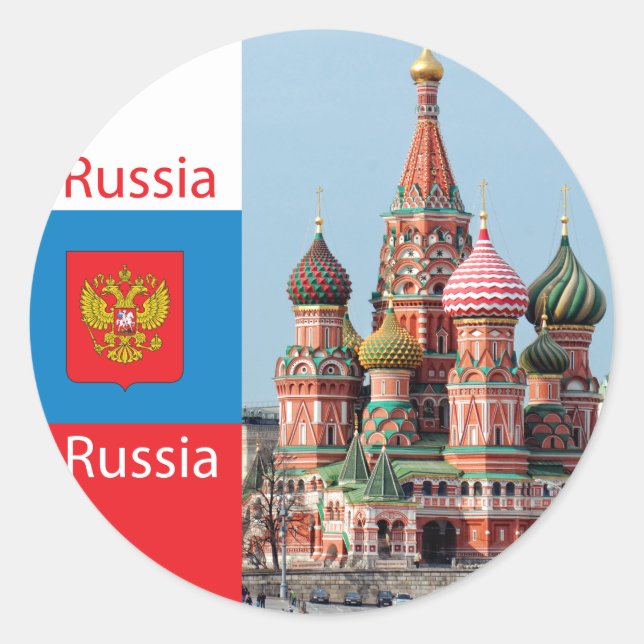 St. Basil cathedral. Russia Classic Round Sticker (Front)