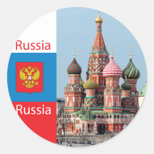 St. Basil cathedral. Russia Classic Round Sticker