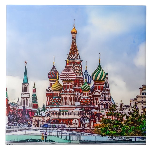 St. Basil`s Cathedral. Moscow, Russia. Tile (Front)