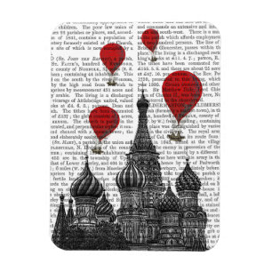 St Basil's Cathedral and Red Hot Air Balloons Magnet