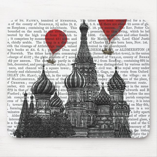 St Basil's Cathedral and Red Hot Air Balloons Mouse Mat (Front)
