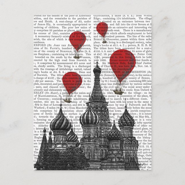 St Basil's Cathedral and Red Hot Air Balloons Postcard (Front)