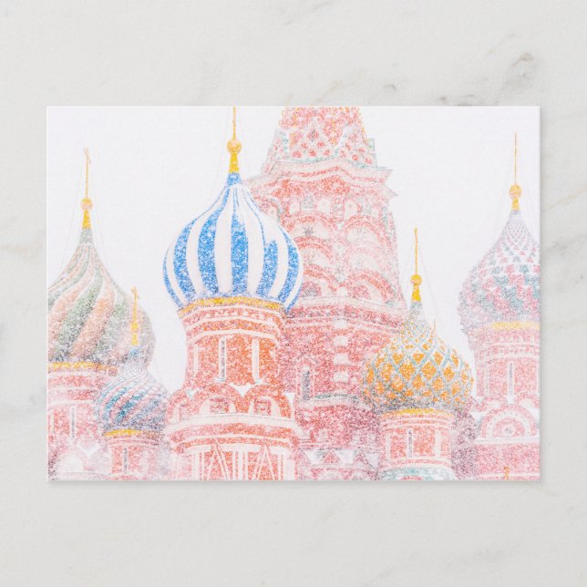 St Basil's Cathedral In Snowstorm Postcard (Front)