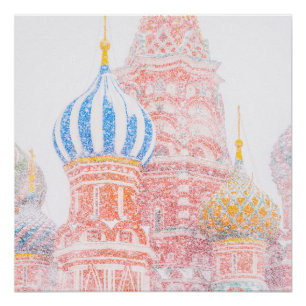 St Basil's Cathedral In Snowstorm Poster