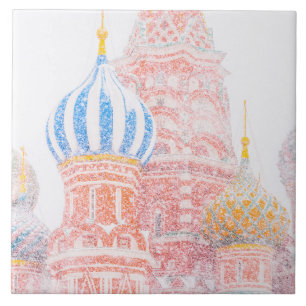 St Basil's Cathedral In Snowstorm Tile