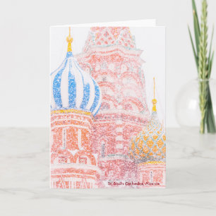 St Basil's Cathedral, Moscow, In Snowstorm Holiday Card