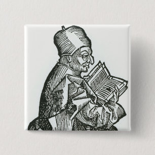 St. Bede from 'Liber Chronicarum' 15 Cm Square Badge