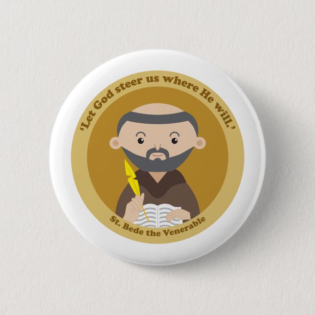 St. Bede the Venerable 6 Cm Round Badge (Front)