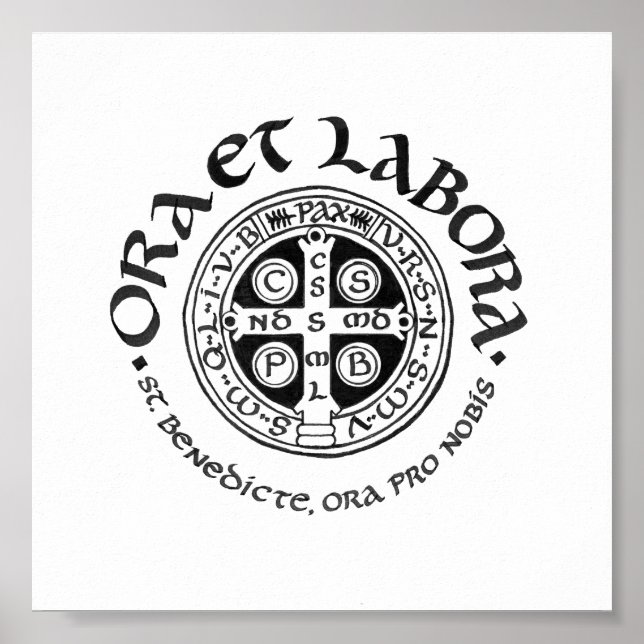 St. Benedict Calligraphy Poster (Front)