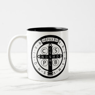 St. Benedict ""Devil-Chasing" Medal Two-Tone Coffee Mug