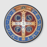 St. Benedict Magnet<br><div class="desc">The other side of the medal is where the real exorcistic force reveals itself. In the centre is the Cross. Benedict loved the Cross and used it to drive away demons. The vertical beam of the Cross has five letters: C.S.S.M.L., meaning Crux Sacra Sit Mihi Lux (May the holy Cross...</div>