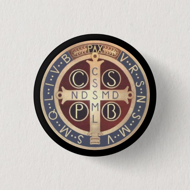 St. Benedict Medal Buttons, All Sizes & Shapes 3 Cm Round Badge (Front)
