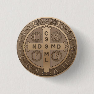 St Benedict Medal Catholic Protection Cross 3 Cm Round Badge