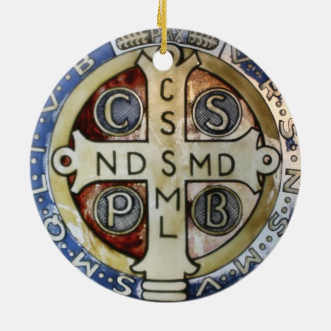 St Benedict Medal Christmas Ornament (Back)