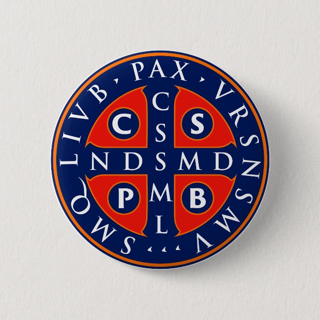 St. Benedict Medal Design 6 Cm Round Badge (Front)