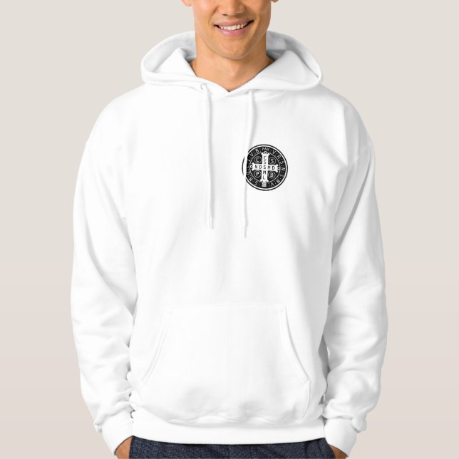 St. Benedict Medal Light-Colour Hooded Sweatshirts (Front)