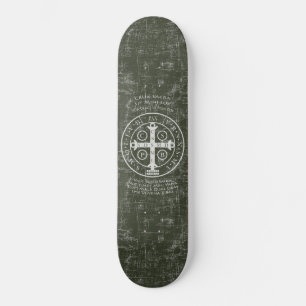 St Benedict Medal with Latin prayer  Skateboard