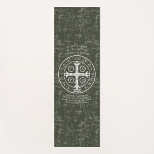 St Benedict Medal with Latin prayer Yoga Mat