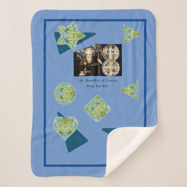 St. Benedict Nursia Sherpa Blanket (Front)