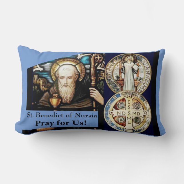 St. Benedict of Nursia Card Lumbar Cushion (Front)