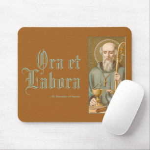 St. Benedict of Nursia (JM 07; Latin Motto) Mouse Mat