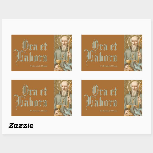 St. Benedict of Nursia (JM 07; Latin Motto) Rectangular Sticker (Sheet)