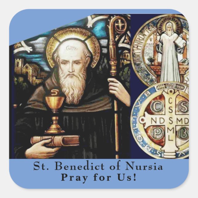 St. Benedict of Nursia  Square Sticker (Front)