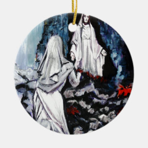 St Bernadette at the Grotto Ceramic Tree Decoration