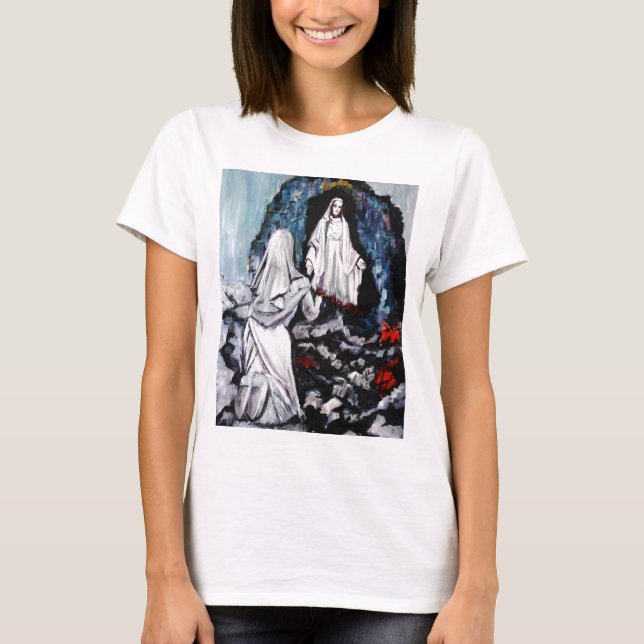 St Bernadette at the Grotto T-Shirt (Front)