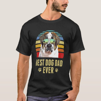 St Bernard Best Dog Dad Ever Retro Sunset T-Shirt