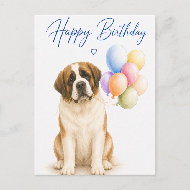 St Bernard Birthday Postcard (Front)