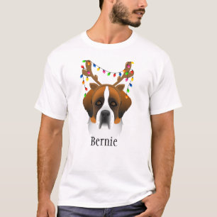 St. Bernard Christmas Antlers custom dog mom dad T-Shirt