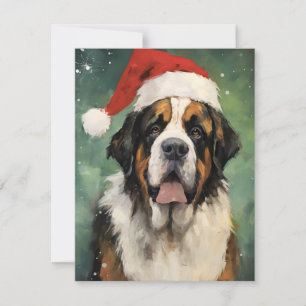 St.Bernard Christmas brush painting artwork Holiday Card