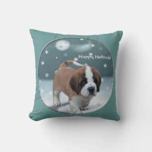 St Bernard Christmas Cushion