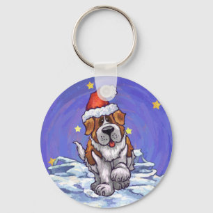 St. Bernard Christmas Key Ring