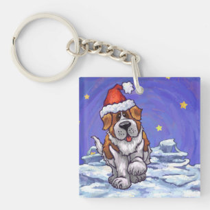 St. Bernard Christmas Key Ring
