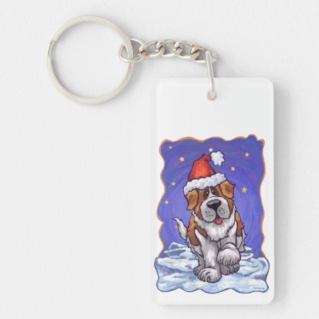 St. Bernard Christmas Key Ring (Front)