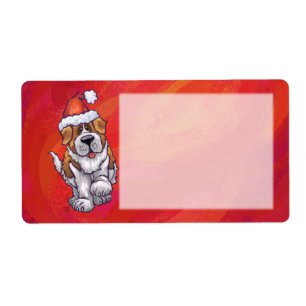 St. Bernard Christmas On Red