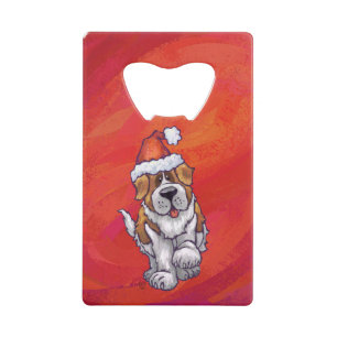 St. Bernard Christmas On Red