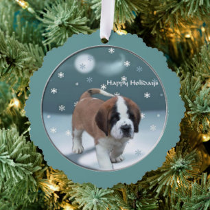St Bernard Christmas Tree Decoration Card