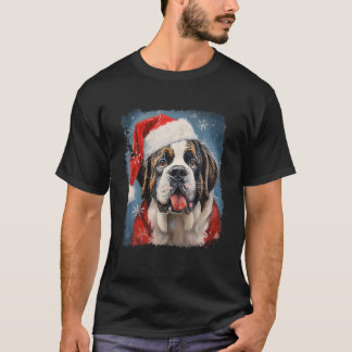 St Bernard Christmas Tree Dog Santa Gifts Merry Xm T-Shirt