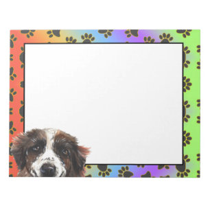 St. Bernard colourful dog paw pattern Notepad