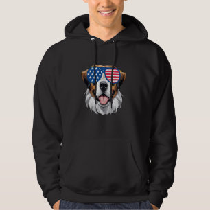 St Bernard Dog American USA Flag Patriotic 4th of Hoodie