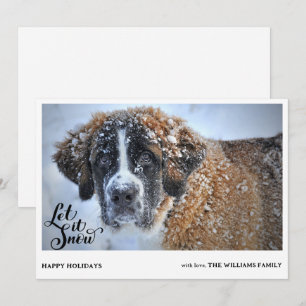 St. Bernard Dog Covered With Snow Photo Christmas Holiday Card