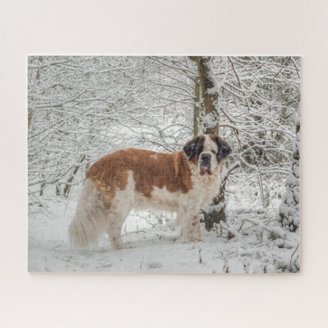 St Bernard dog in the snow Jigsaw Puzzle (Horizontal)