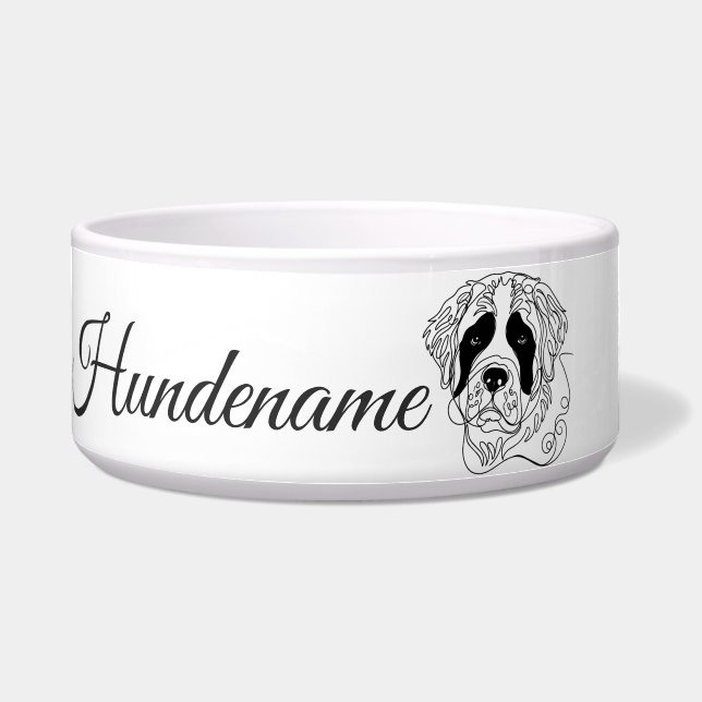 St. Bernard Dog Line Art personalized bowl (Front)